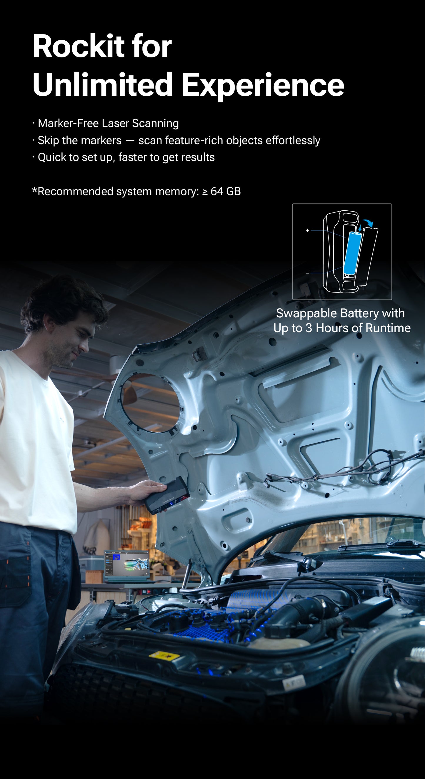 EINSTAR Rockit Wireless 3D Scanner with Laser & IR Hybrid Light