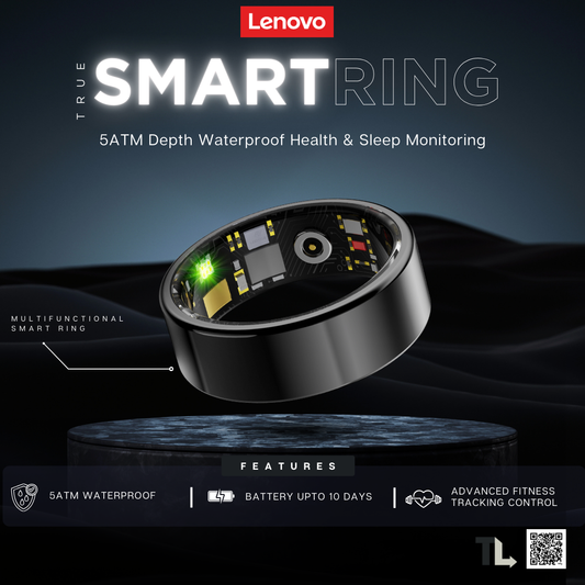 Lenovo Smart Ring Lenovo Smart Ring: 5ATM Depth Waterproof Health & Sleep Monitoring Finger Ring with Multi-Sport Modes Black