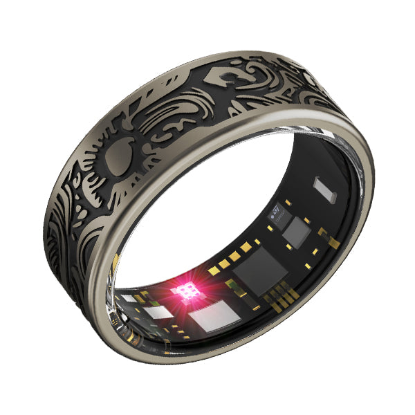 Benio Gen Pro Smart Ring - Titanium Health & Fitness Tracker | Heart Rate, SpO2 & Sleep Monitor — patterned