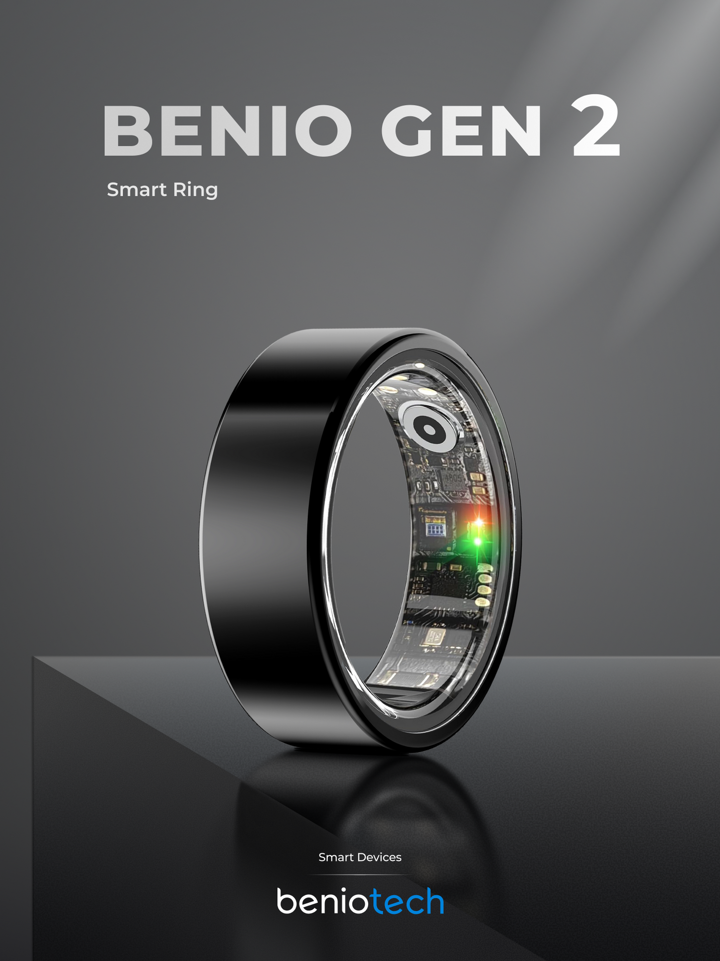 Benio Gen 2 Smart Ring - Premium Titanium Health & Fitness Tracker