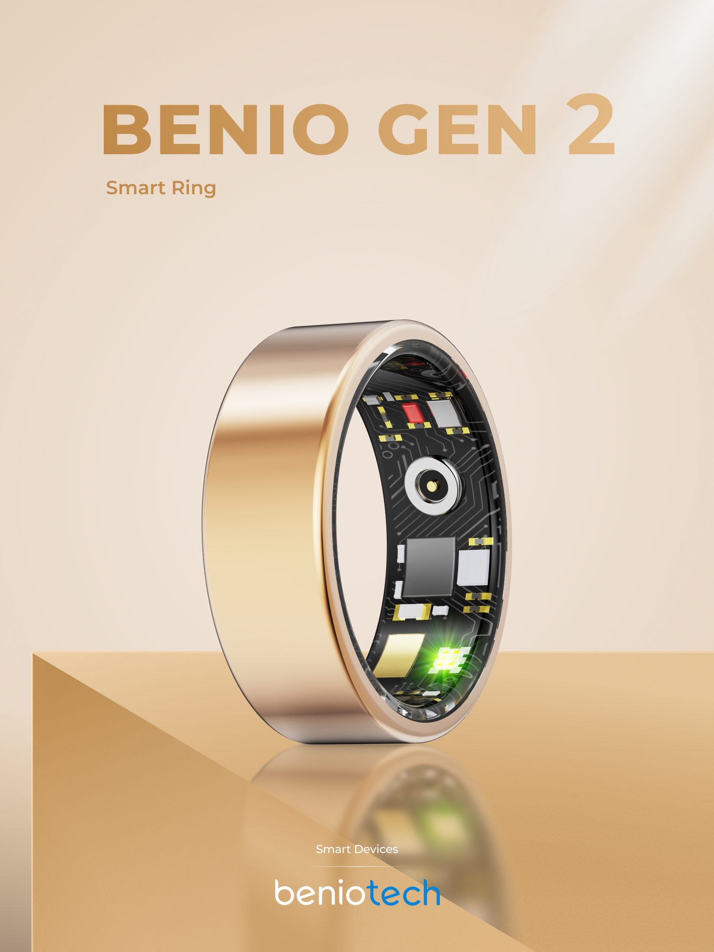 Benio Gen 2 Smart Ring - Premium Titanium Health & Fitness Tracker