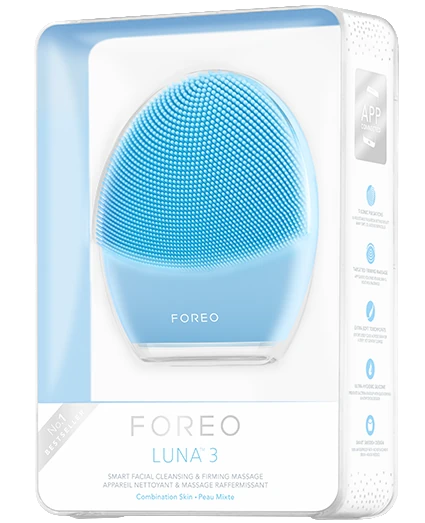 FOREO LUNA 3 Smart Facial Cleansing & Firming Massager (Blue) – Combination Skin