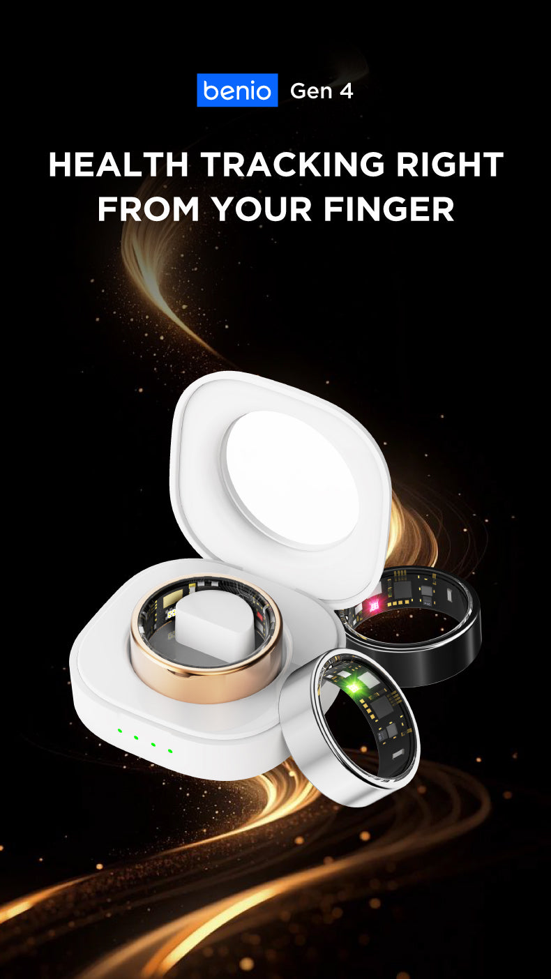 Benio Gen 4 Smart Ring – 24/7 Health & Fitness Tracker with Charging Case