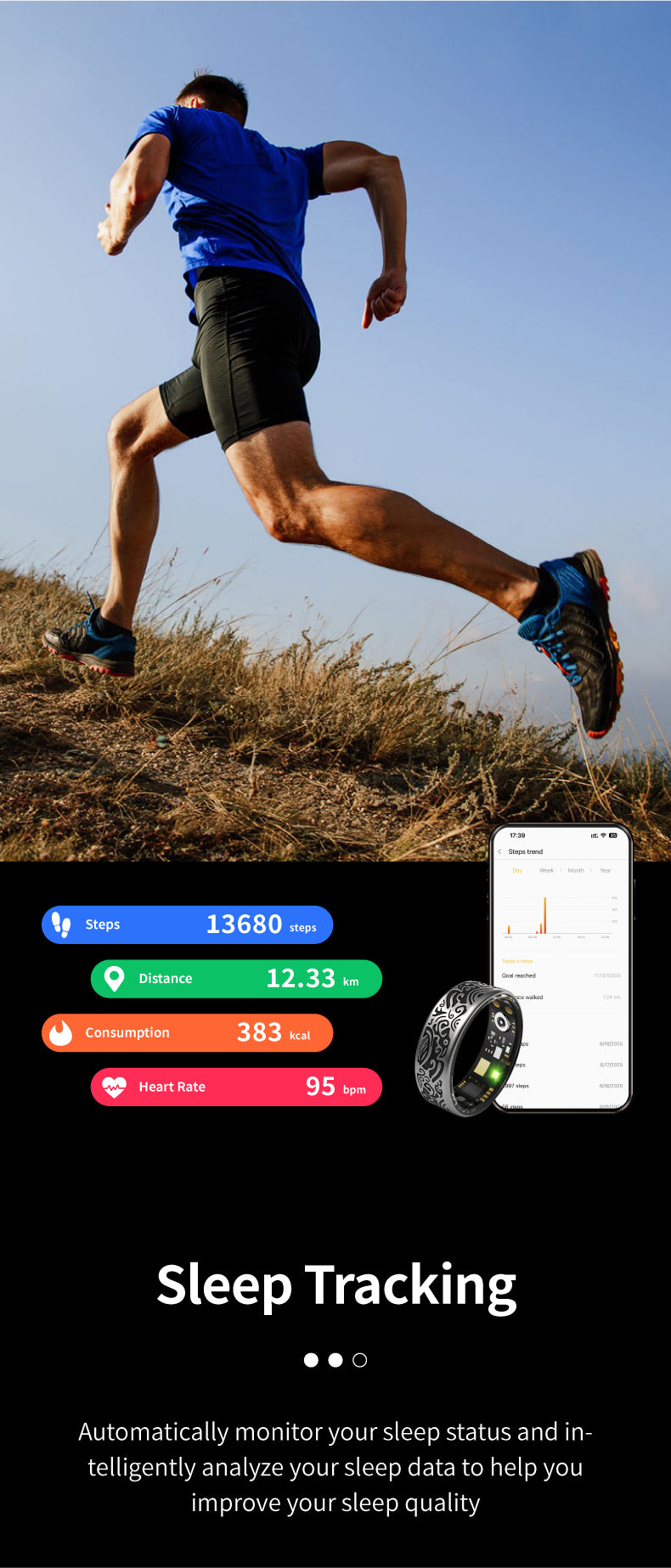 Lenovo Smart Ring Lenovo Smart Ring Vintage – Health & Sleep Tracker Titanium