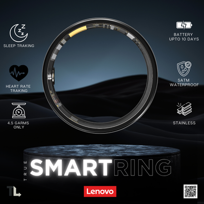 Lenovo Smart Ring: 5ATM Depth Waterproof Health & Sleep Monitoring Finger Ring with Multi-Sport Modes