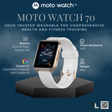 Motorola Smart Watch Moto Watch 70 Health and Fitness Smartwatch - Motorola Rose Gold